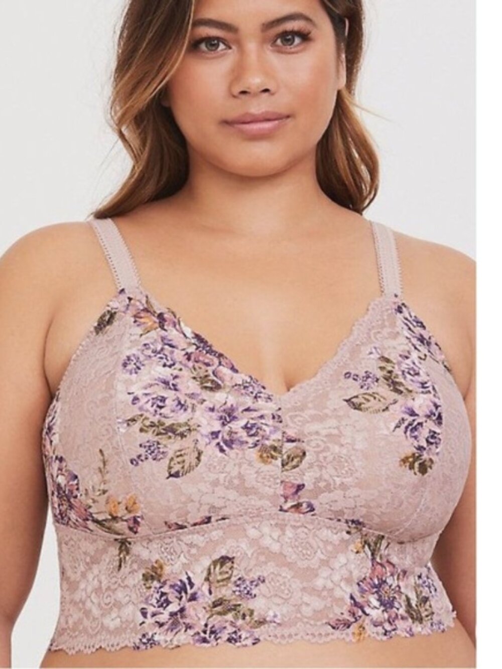 Torrid | Mauve Floral Unlined Lace Crop Bralette | Size 2X